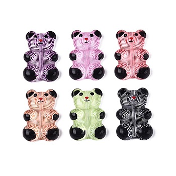Transparent Acrylic Beads, Striped Bear, Mixed Color, 29.5~30x19.5~20x6.5~7mm, Hole: 1.6mm