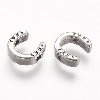 304 Stainless Steel Beads, Horseshoes, Antique Silver, 9.5x10x3mm, Hole: 2mm