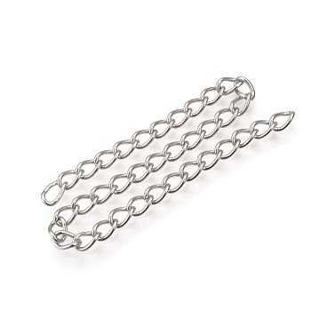201 Stainless Steel Curb Chains, with Spool, Unwelded, Stainless Steel Color, 6x4x1mm, about 82.02 Feet(25m)/roll