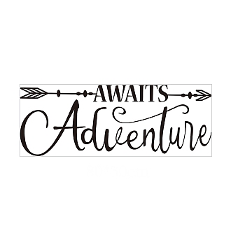 PVC Wall Stickers, for Home Living Room Bedroom Decoration, Word Awaits Adventure, Black, 29x80cm