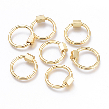 Brass Screw Carabiner Lock Charms, for Necklaces Making, Long-Lasting Plated, Cadmium Free & Lead Free & Nickel Free, Ring, Real 18K Gold Plated, 20x2mm, Screw: 6x5x5mm