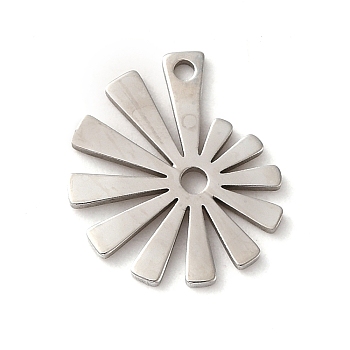 201 Stainless Steel Pendants, Laser Cut, Flower Charm, Stainless Steel Color, 16x14x1mm, Hole: 1.2mm