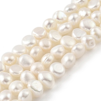 Natural Cultured Freshwater Pearl Beads Strands, Two Sides Polished, Cornsilk, 6~7mm, Hole: 0.5mm, about 25pcs/strand, 6.69''(17cm)