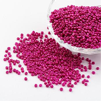 12/0 1.5~2mm Baking Paint Glass Seed Beads Loose Spacer Beads, Magenta Hole: 0.5~1mm, about 2890pcs/50g