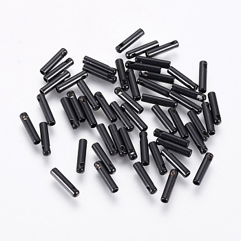 304 Stainless Steel Cord Ends, End Caps, Column, Electrophoresis Black, 7x1.6mm, Hole: 0.8mm, Inner Diameter: 1mm