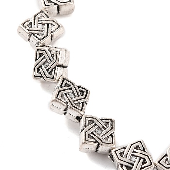 Tibetan Style Rhombus Alloy Bead Strands, Lead Free & Cadmium Free & Nickel Free, Antique Silver, 7x4mm, Hole: 1mm, about 23pcs/strand, 8 inch