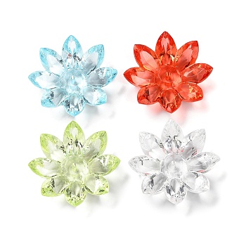 Transparent Acrylic Beads Caps, Flower, Mixed Color, 31x31x9mm, Hole: 1.8mm