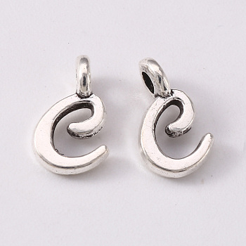 Tibetan Style Alloy Charms, Cadmium Free & Lead Free, Antique Silver, Letter.C, C: 10x6x1.5mm, Hole: 1.8mm