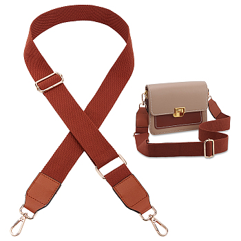 Cotton Adjustable Webbing Bag Straps, with Iron Swivel Clasp, Sienna, 80~130x3.8cm