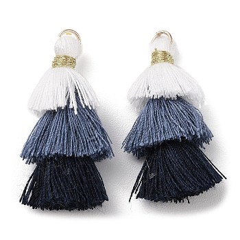 Polycotton Tassel Pendant Decorations, with Iron Loops, White, 34~45x4~5mm, Hole: 3mm