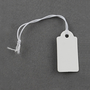 Paper Price Cards, Can be tied on the products, Rectangle, White, 27x13x0.4mm