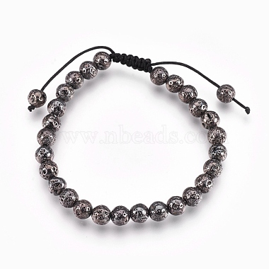 Electroplated Natural Lava Rock Braided Bead Bracelets(BJEW-O162-H)-2