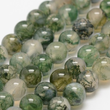 Sea Green Round Moss Agate Beads