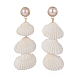 Natural Spiral Shell & Shell Pearl Dangle Stud Earrings(EJEW-TA00168)-1
