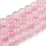 Baking Paint Imitation Jade Glass Round Bead Strands, Two Tone, Pink, 7.5~8mm, Hole: 1mm(X1-DGLA-N003-8mm-04)