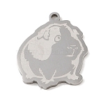 Non-Tarnish 201 Stainless Steel Pendants, Guinea Pig Charm, Stainless Steel Color, 24.5x20.5x1.5mm, Hole: 1mm(STAS-C095-13P)