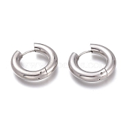 201 Stainless Steel Huggie Hoop Earrings, with 304 Stainless Steel Pin, Hypoallergenic Earrings, Ring, Stainless Steel Color, 24x5mm, 4 Gauge, Pin: 1mm(EJEW-O095-05-16)