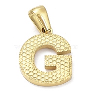 Ion Plating(IP) 316L Surgical Stainless Steel Pendants, Real 18K Gold Plated, Letter Charm, Textured, Letter G, 16.5x13x1.6mm, Hole: 3.5mm(STAS-Q247-01G-07)