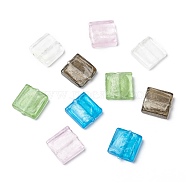 Handmade Silver Foil Lampwork Beads, Square, Mixed Color, 20x20x6mm(X-FOIL-S006-20x20mm-M)
