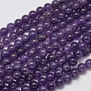 Natural Amethyst Round Bead Strands, 8mm, Hole: 1mm, about 46pcs/strand, 15.5 inch(G-M304-18-8mm)