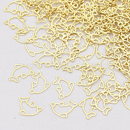 Brass Cabochons, Nail Art Decoration Accessories, Dolphin, Golden, 4.5x6.5x0.1mm, about 10000pcs/bag(MRMJ-S033-016)