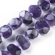 Natural Amethyst Beads Strands, Faceted, Nuggets, 12~16x17~19x11~17mm, Hole: 1.6mm, about 24pcs/strand, 15 inch(38.2cm)(G-F653-10)