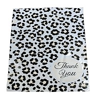 PE Plastic Self-Adhesive Packing Bags, White, Rectangle with Word Thank You, Leopard Print Pattern, 37.5~37.7x25.4~25.5x0.01cm(OPP-B003-01A-09)
