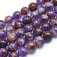 Natural Purple Lodolite Quartz/Purple Phantom Quartz Beads Strands, Round, 10mm, Hole: 1mm, about 39pcs/strand, 15.3 inch(39cm)(G-J373-05A-10mm)