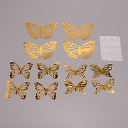 3D Hollow Butterfly Mirrors Wall Paper Stickers, for Home Living Room Decoration, Gold, 50~75x80~120x0.2mm, 12pcs/set(DIY-WH0301-35A)