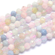 Natural Morganite Beads Strands, Round, Faceted, Grade AA, 6mm, Hole: 1mm, about 66pcs/strand, 15.2 inch(38.5cm)(G-K224-11-6mm)