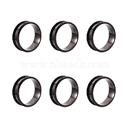 6Pcs 6 Sizes Stainless Steel Grooved Finger Ring Settings, Ring Core Blank, for Inlay Ring Jewelry Making, Gunmetal, 1pc/size(STAS-YS0001-21)