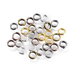 Iron Split Rings, Double Loops Jump Rings, Mixed Color, 4x1.4mm, Inner Diameter: 3.3mm, about 10000pcs/500g(IFIN-JQ0001-04-4mm)