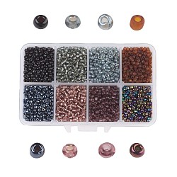 8/0 Glass Seed Beads, Mixed Style, Round, Black, 3x2mm, Hole: 1mm, about 4200pcs/box, packaging box: 11x7x3cm(SEED-JP0006-06-3mm)