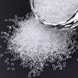 15/0 Transparent Czech Glass Seed Beads, Round, Clear, 1.5x1mm, Hole: 0.5mm, about 500g/bag(SEED-N004-004-24)