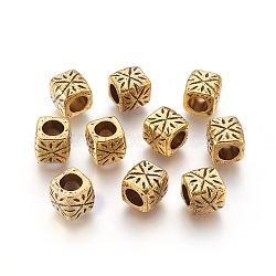 Tibetan Style Alloy Spacer Beads, Antique Golden Color, Lead Free & Cadmium Free, Barrel, Size: about 9mm wide, 9mm long, 9mm thick, hole: 5.5mm.(X-GLF0986Y)