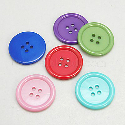 Resin Buttons, Dyed, Flat Round, Mixed Color, 11x2mm, Hole: 1mm, 980pcs/bag(RESI-D030-11mm-M)