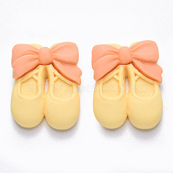 Opaque Resin Cabochons, Shoes with Bowknot, Champagne Yellow, 28x22x8mm(CRES-N019-07B)
