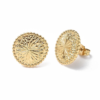 Ion Plating(IP) 304 Stainless Steel Flower Stud Earrings for Women, Real 18K Gold Plated, 15x14.5mm, Pin: 0.7mm