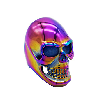 Rainbow Color Stainless Steel Skull Finger Ring, Gothic Punk Jewelry for Men Women, US Size 10(19.8mm)