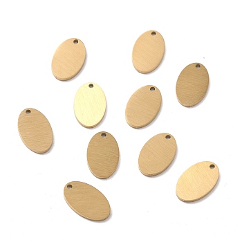 Ion Plating(IP) 304 Stainless Steel Pendants, Double Side Drawbench, Stamping Blank Tag, Oval, Golden, 12x7.5x1mm, Hole: 1mm
