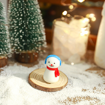 Christmas Theme Mini Glass Snowman Ornaments, for Home Deaktop Display Decorations, Dodger Blue, 40.5x22.5mm