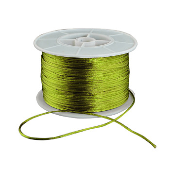 Round Nylon Thread, Rattail Satin Cord, for Chinese Knot Making, Olive, 1mm, 100yards/roll