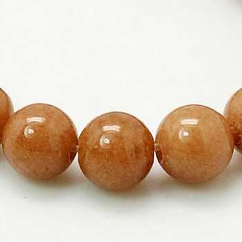 Natural Mashan Jade Round Beads Strands, Dyed, Camel, 6mm, Hole: 1mm, about 69pcs/strand, 15.7 inch