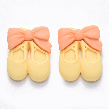 Opaque Resin Cabochons, Shoes with Bowknot, Champagne Yellow, 28x22x8mm