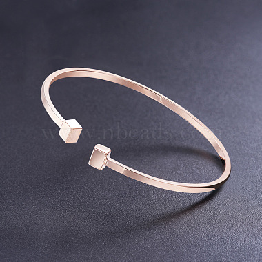 SHEGRACE Simple Design Real Rose Gold Plated Cuff Bangle(JB248A)-3