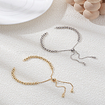 2Pcs 2 Colors Brass Chain Bracelet Making, Slider Bracelets Making, Cadmium Free & Nickel Free & Lead Free, Mixed Color, 9 inch(230mm), Hole: 1.5mm, 1pc/color(KK-LP0001-99)