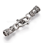 Tibetan Style Alloy Hook and S-Hook Clasps, Cadmium Free & Lead Free, Antique Silver, S-hook: 11x13x3.5mm, Cord End: 13.5x5x5.5mm, hole: 3.5mm, Inner Diameter: 4mm(X-TIBEP-S300-21AS-RS)