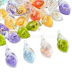 30Pcs Luminous Transparent Resin Pendants, Conch, Glow in the Dark, Mixed Color, 39x19.5x14.5mm, Hole: 1.6mm(RESI-YW0004-64)