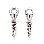 Tibetan Style Alloy Pendants, Screw Shape Charms, Antique Silver, 16x5x3.5mm, Hole: 2.2mm(TIBEP-T054-16AS)