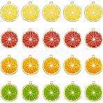 40Pcs 4 Colors Light Gold Alloy Enamel Pendants, Cadmium Free & Nickel Free & Lead Free, Grapefruit Slice, Mixed Color, 26x23x2mm, Hole: 2mm, 10pcs/color(ENAM-DC0001-16)